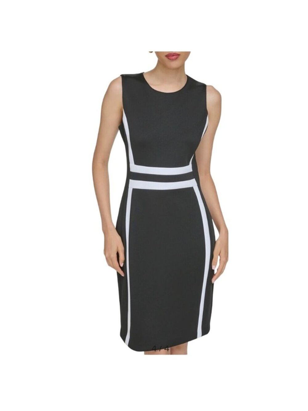 Calvin Klein Women's Sleeveless Scuba Dress Black White Size 12